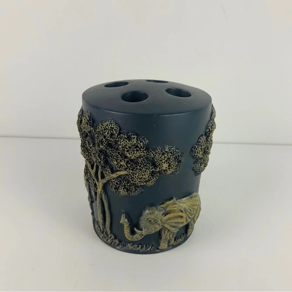 Brand New Navy Blue & Taupe Safari Themed Bathroom Set